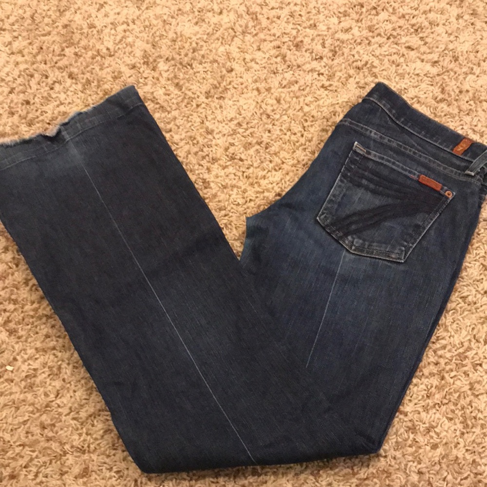 Dark Denim Wide Leg Seven Designer Jeans